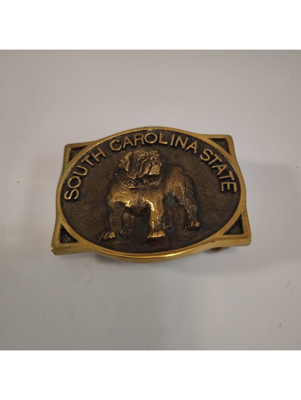 Vintage South Carolina State Bulldog Belt Buckle with Pouch